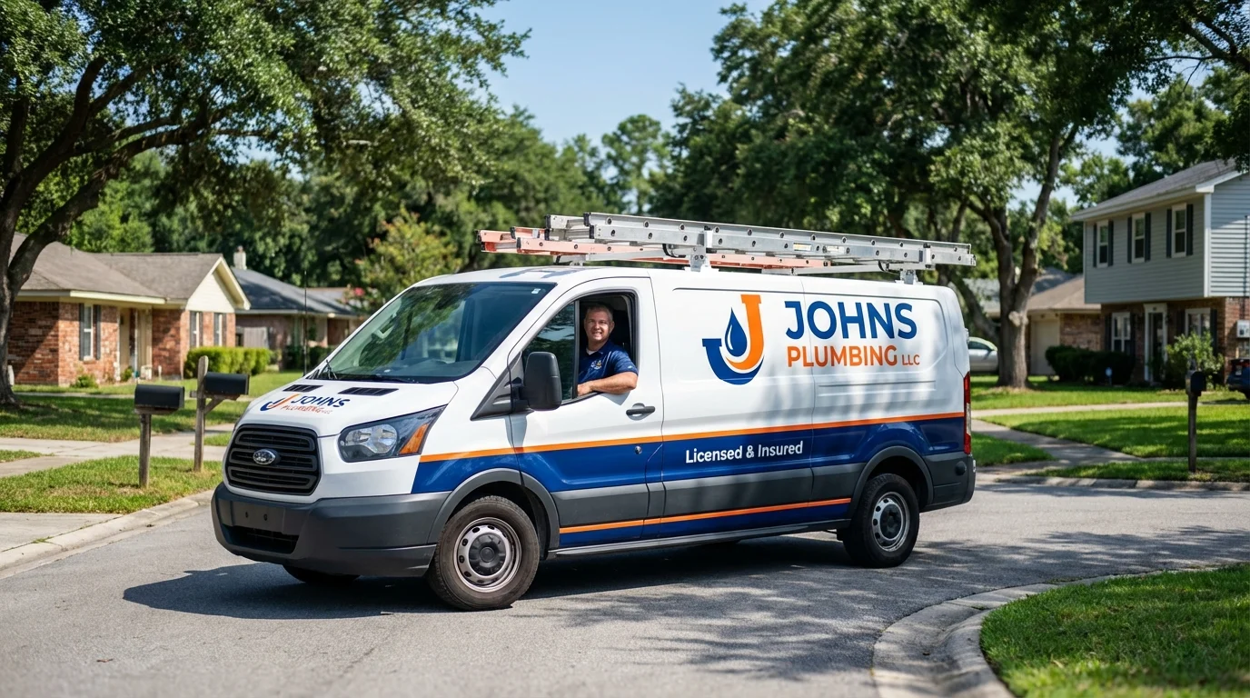 Johns Plumbing LLC service van in Jessup, PA