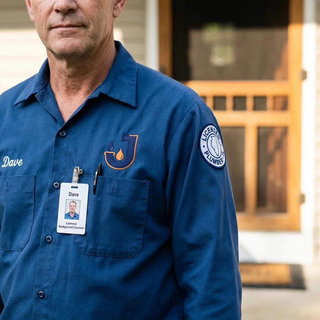 Licensed plumber showing ID badge in Jessup, PA