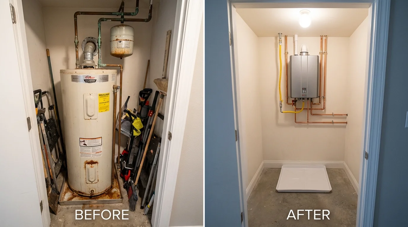 Tank water heater versus wall-mounted tankless unit comparison for Jessup, PA homeowners